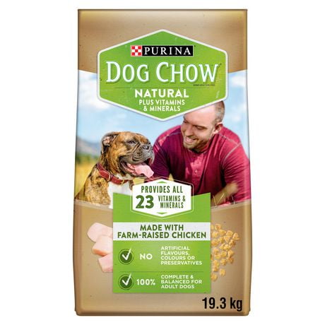 Purina Dog Chow Naturel avec du Poulet Élevé dans une Ferme, Nourriture Sèche pour Chiens 19,3 kg 19,3 kg