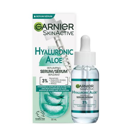 Garnier Aloe Vera Face Serum with Hyaluronic Acid, Replumping and Hydrating, for Normal to Combo Skin, 30 mL, Our first* serum with 3% hydrating complex of Glycerin + Hyaluronic Acid + Aloe Vera. It replumps, intensely hydrates and makes skin suppler in one use!<br><br>*By Garnier