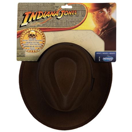 Adult INDIANA JONES Hat - One-Size-Fits-All Felt Fedora with Brown Band and Logo Ribbon