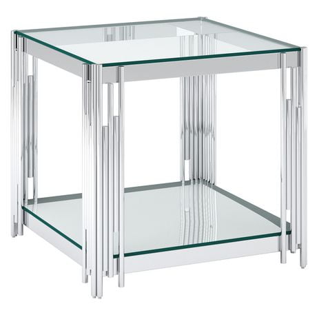 Contemporary Metal And Glass Large Accent Table Silver Walmart Canada   6000205928648 