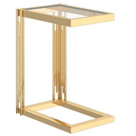 Contemporary Metal And Glass Small Accent Table Gold Walmart Canada   6000205928659 