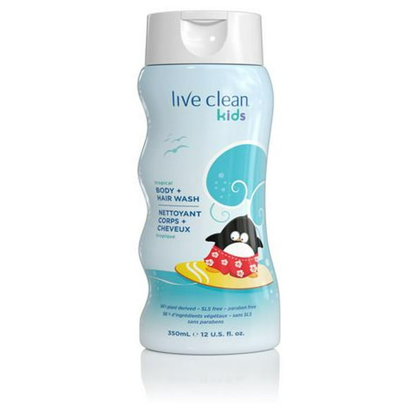 Nettoyant corps et cheveux tropique Kids de Live Clean 350 ml, nettoyant 2 en 1 pour enfants