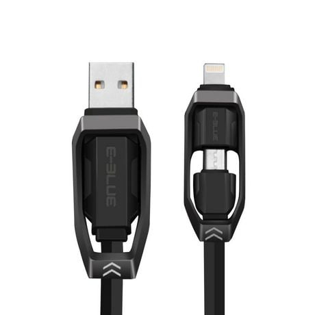 Câble USB Apple / Android 2 en 1, noir