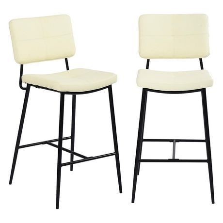 Homycasa Set of 2 Bar Stools  27 inch Counter Stools with High Back Upholstery for Kitchen Home Bistro