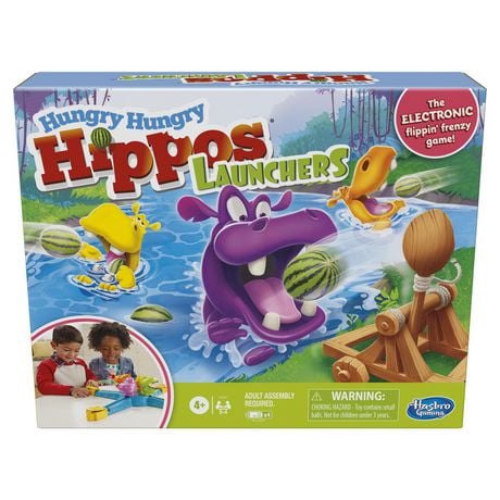 Hungry Hungry Hippos Catapultes, jeux pour enfants, à partir de 4 ans, jeu électronique préscolaire pour 2 à 4 joueurs
