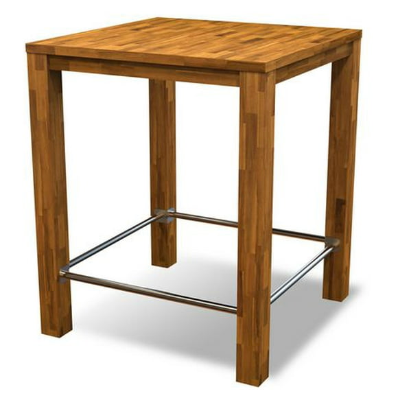 Chicago Bar Table 35 in L x 35 in W x 38 in H Acacia Wood  by Interbuild Canada