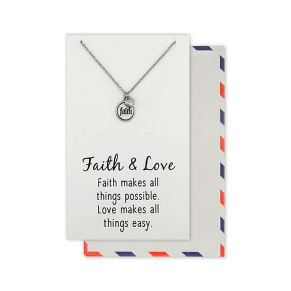Save the Moment Femme Collier "faith & Love.  Faith Makes All Things Possible.  Love Makes All Things Easy."