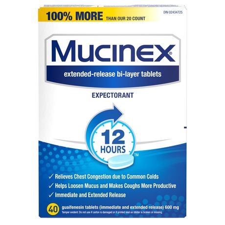 mucinex tablets expectorant congestion guaifenesin chest hour walmart ca