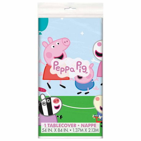 Peppa Pig Rectangular Plastic Table Cover, 54" x 84", 1 Tablecover measures 54" x 84"