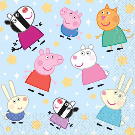 Peppa Pig Birthday Paper Lunch Napkins, 16CT, 2 ply, Each measures 6.5" x 6.5" folded