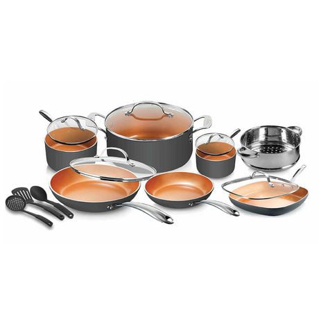 Gotham Steel 15 Piece Pots and Pans Set, Cookware Set with Nonstick Ceramic Coating, Includes Fry Pans, Saucepans, Stock Pots and Utensils – As Seen on TV