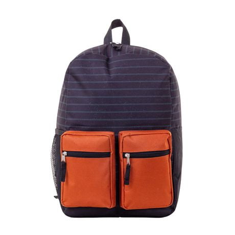 Jetstream Twin-Pocket Backpack, Orange and Stripes, Multi Pocket backpack