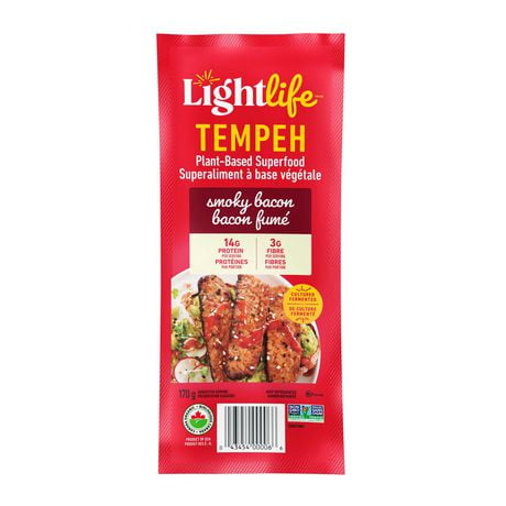 Lightlife Organic Plant-Based Smoky Tempeh Bacon Strips, 170 g