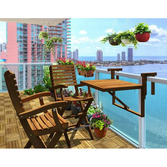 Toronto Acacia Balcony Table, Golden Teak by Interbuild Canada