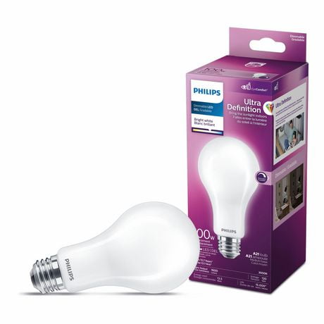 PHILIPS 100W 13.5W Bright White A21 Dimmable LED Light Bulb, PHILIPS 100W BW A21 LED