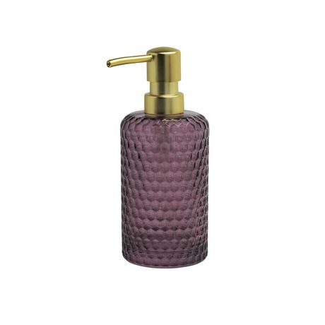 Hometrends Dahlia Glass Lotion Pump or Soap Dispenser, Elderberry Purple, Lotion or soap dispenser