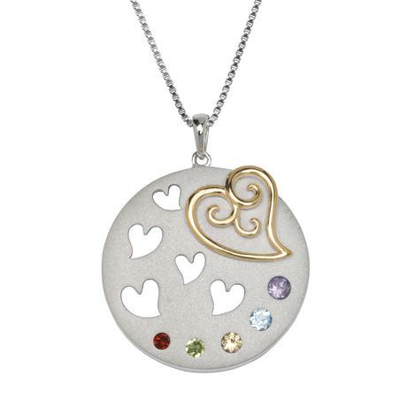 PAJ Sterling Silver Two-Tone Heart Circle Pendant with Genuine ...