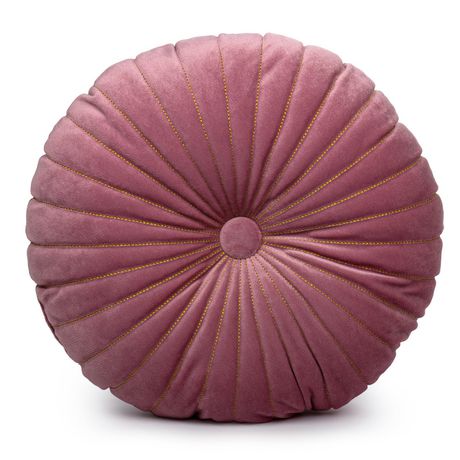 Truu Design Decorative Faux Velvet, Round Velvet Pillow Pink