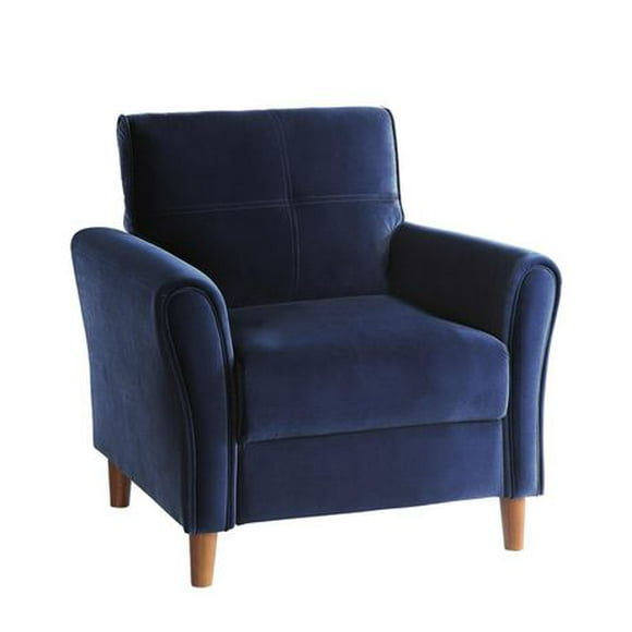 Topline Home Furnishings Chaise d'appoint moderne en velours bleu