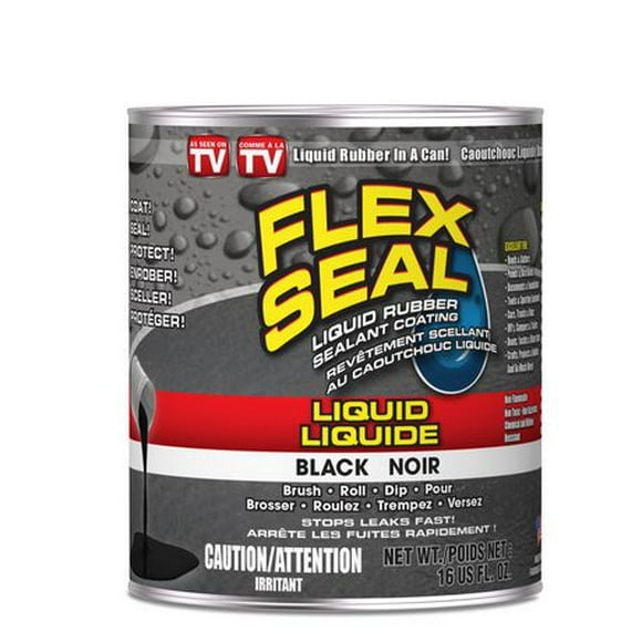 FLEX SEAL LIQUID BLACK 16 US FL.OZ. LIQUID RUBBER SEALANT COATING, STOPS LEAKS FAST!