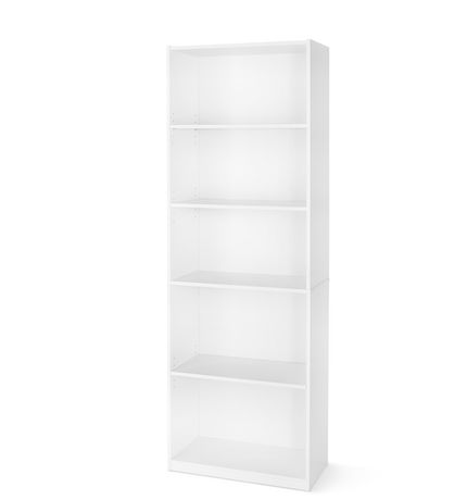 Mainstays 5 Shelf Bookcase True Black, 6 Foot Tall White Bookcase