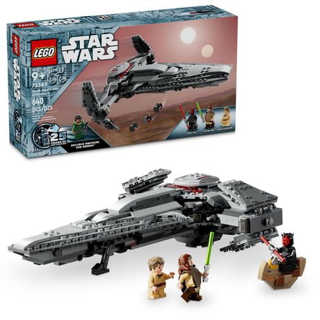 LEGO Star Wars: The Phantom Menace Darth Maul’s Sith Infiltrator, Starship Toy, Includes Qui-Gon Jinn, Darth Maul, Anakin Skywalker, and Exclusive 25th Anniversary Saw Gerrera Minifigure, 75383, Includes 640 Pieces, Ages 9+