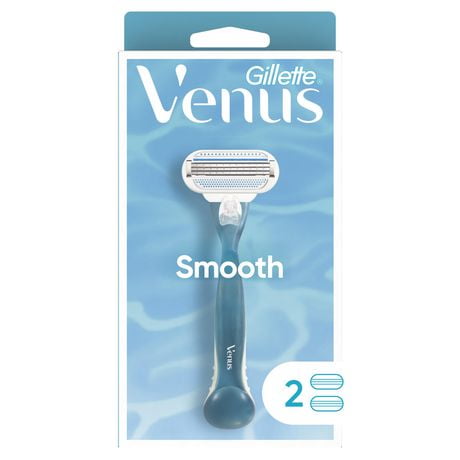 Rasoir Gillette Venus Smooth pour femmes, manche avec 2 cartouches de rechange Le rasoir Venus Original à trois lames conçu pour les femmes