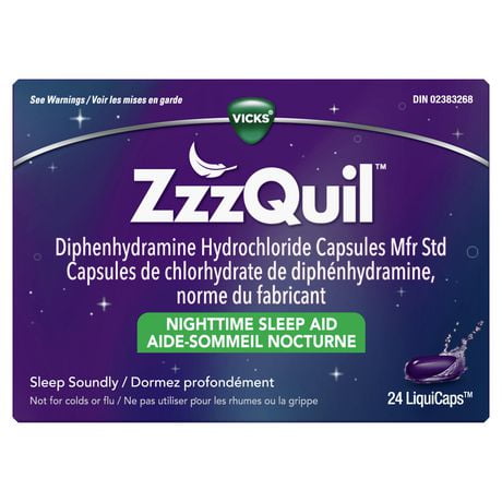 Vicks ZzzQuil Nighttime Sleep-Aid LiquiCaps, 24 Count