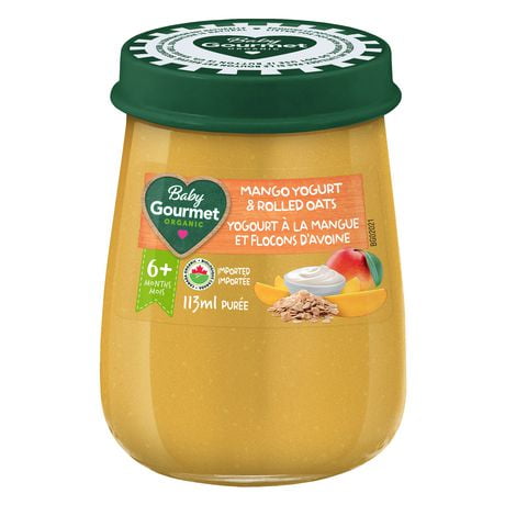 Yaourt à la mangue en pot biologique Baby Gourmet + flocons d'avoine Purée - 113ml