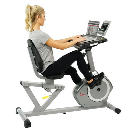 Sunny Health Fitness Magnetic Recumbent Desk Exercise Bike