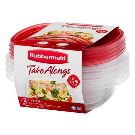 Rubbermaid TakeAlongs Contenants d'entreposage des aliments, 2,9 tasses, paquet de 4 TAL 4PK 669ML CARRÉ