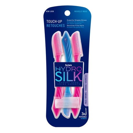 Schick Hydro Silk Touch-Up Exfoliating Eyebrow Razor & Precision Trimmer, Pack of 3 Razors