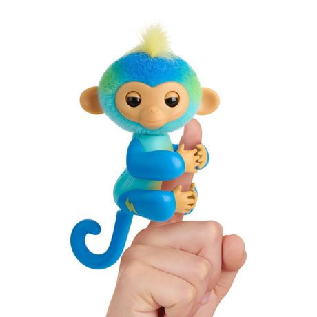 Fingerlings 2023 NOUVEAU bébé singe interactif réagit au toucher - 70+ sons et réactions - Lion (bleu) 5 ans et plus