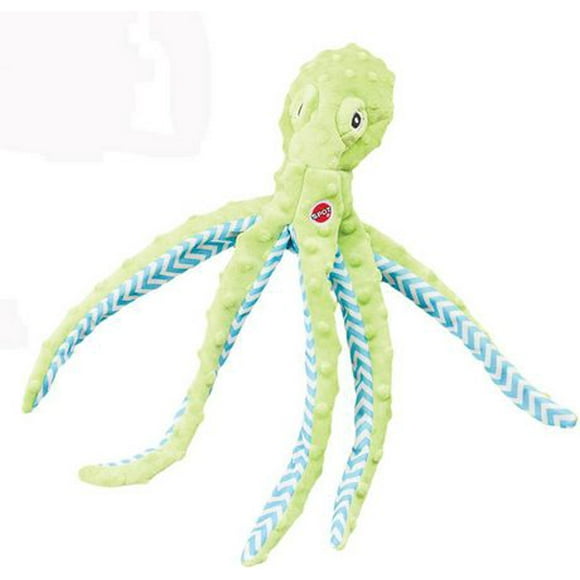 Jouet pour chien SPOT Skinneeez Extreme Vert Octopus Stuffing Free en peluche