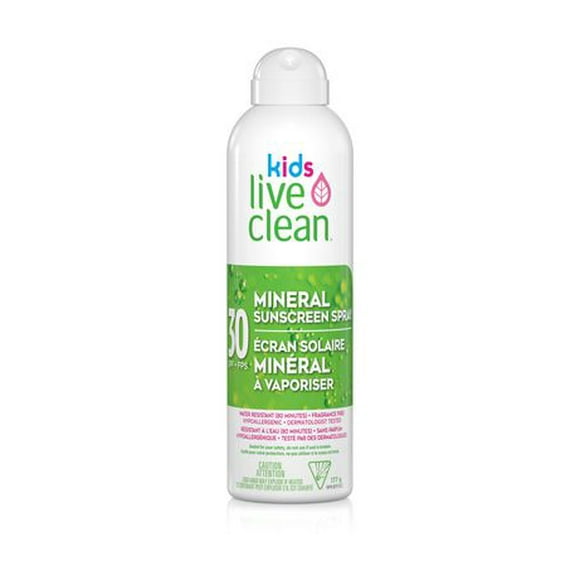 Live Clean Kids Mineral Sunscreen Spray SPF 30, 177 g, Sunscreen