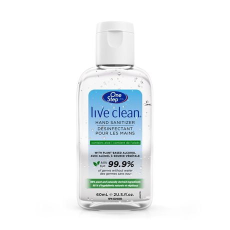 Désinfectant pour les mains avec aloès de Live Clean One Step 60 ml