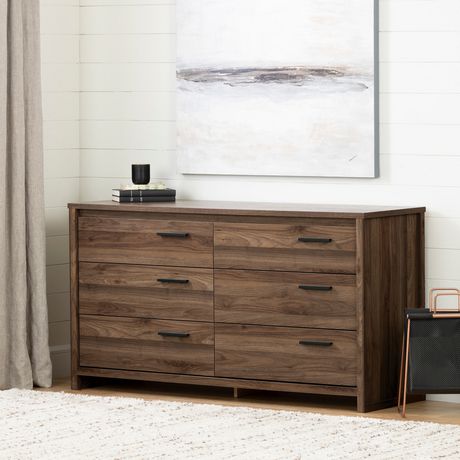 South Shore Tao 6 Drawer Double Dresser Natural Walnut Walmart