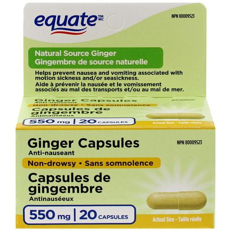 Equate Ginger Capsules, 550 mg, 20 Capsules