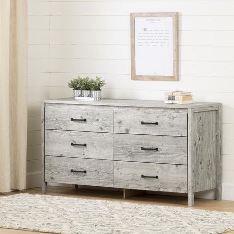 South Shore Gravity 6 Drawer Double Dresser Seaside Pine