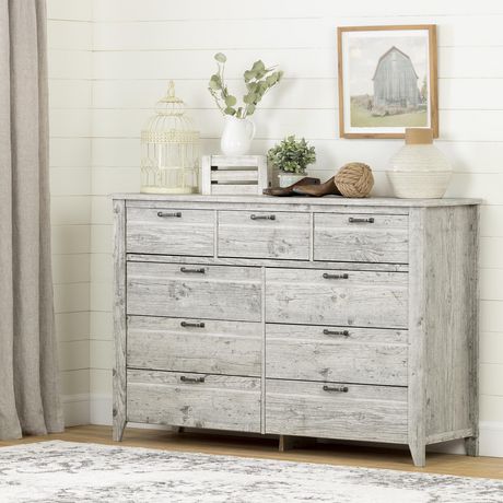 South Shore Lionel 9 Drawer Double Dresser Seaside Pine Walmart