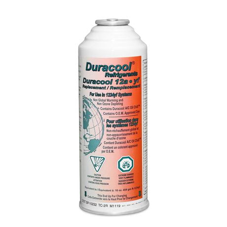 Duracool® 12a-yf Mobile A/C Replacement Refrigerant 8 OZ. Can for 1234yf Systems. (12a-yf hose # YF3015) required for installation)