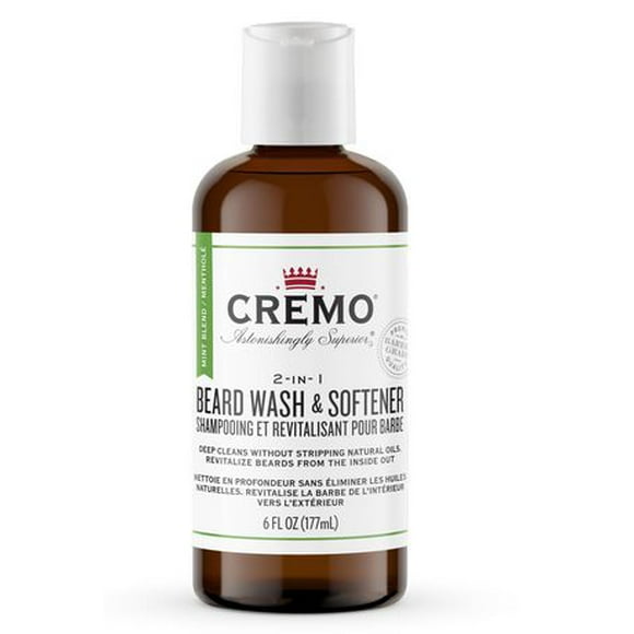 Cremo Beard Wash & Softener 2-in-1, Mint Blend | Soothe Beard Itch | Clean & Refresh Beard | Paraben Free | Dye Free | Cruelty-Free