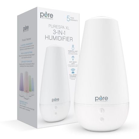 Pure Enrichment  3-in-1 Whisper-Quiet Humidifier - Color Changing Night Light, & Essential Oil Diffuser