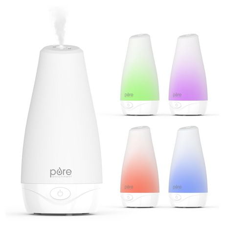 Pure Enrichment PureSpa Essential Oil Diffuser - Compact Ultrasonic Aromatherapy Diffuser, Natural Air Deodorizer, 100ml Water Tank, and Optional Mood Light - Lasts Up to 7 Hours with Auto Shut-Off