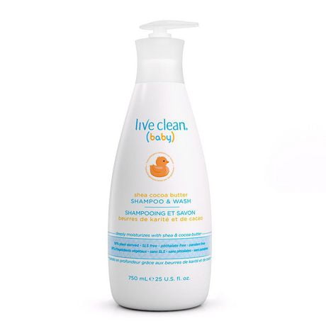 Shampoing et savon pour bébé Live Clean au beurre de cacao et karité 750 mL, Shampooing et savon