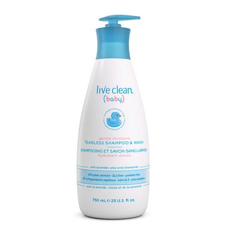 Live Clean Baby Gentle Moisture Tearless Shampoo & Wash, 750 mL, Tearless Shampoo & Wash