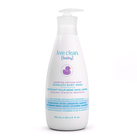 Live Clean Baby Soothing Oatmeal Relief Tearless Baby Wash, 750 mL, Tearless Wash