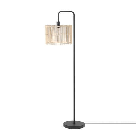 Barden 58" Matte Black Floor Lamp with Bamboo Shade<br>
