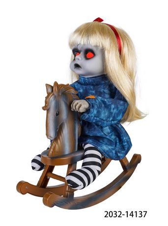 halloween girl on rocking horse