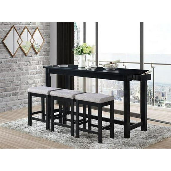 Topline Home Furnishings Counter-height Black 4pc Dine Pack